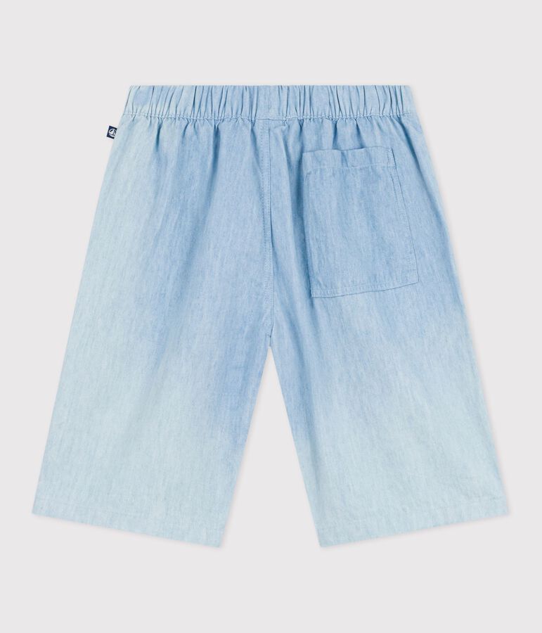 Kinder-Bermudashorts aus einfarbiger Baumwolle blau BLEU CLAIR