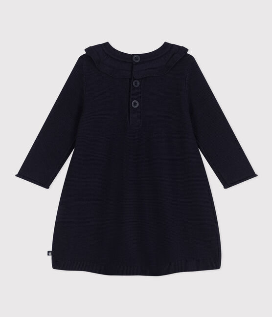 Langärmeliges Baby-Strickkleid blau SMOKING