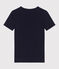 Damen-T-Shirt L’ICONIQUE aus einfarbiger Baumwolle mit Pikotkante blau SMOKING