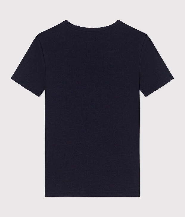 Damen-T-Shirt L&rsquo;ICONIQUE aus einfarbiger Baumwolle mit Pikotkante SMOKING