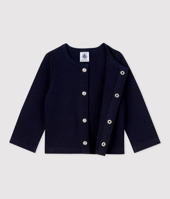 Baby-Cardigan aus dickem, unifarbenem Bio-Jersey blau SMOKING
