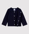 Baby-Cardigan aus dickem, unifarbenem Bio-Jersey blau SMOKING