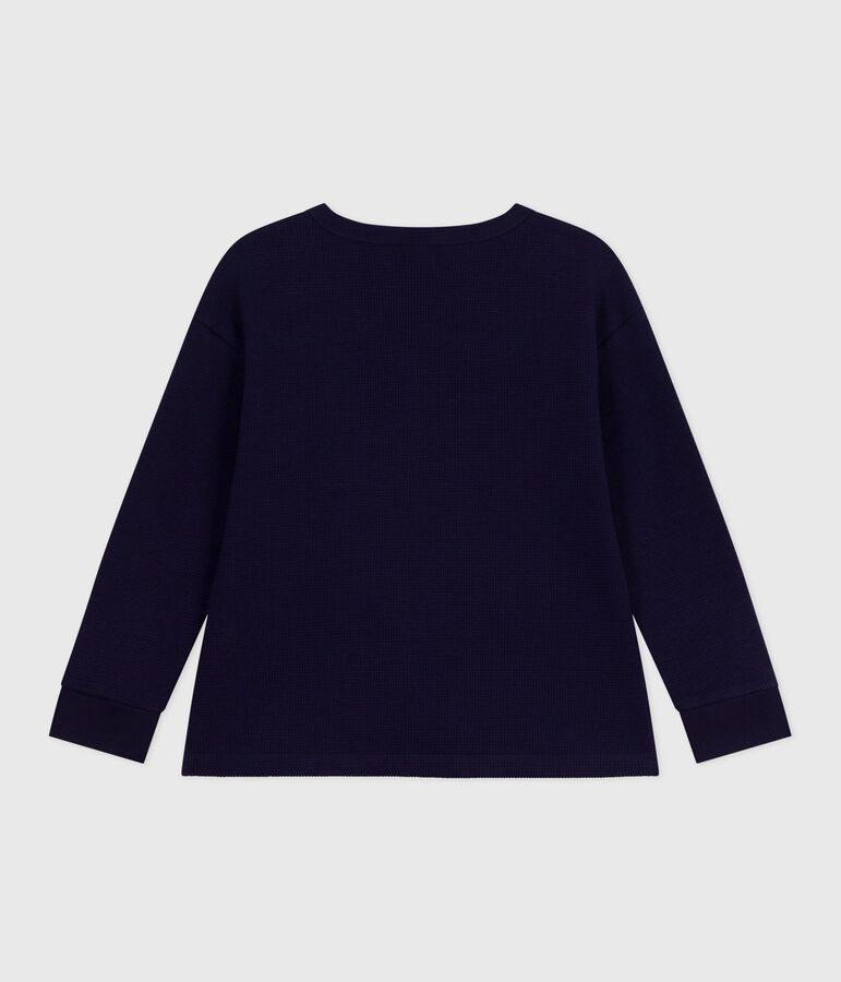 Lang&auml;rmeliges Kinder-T-Shirt aus einfarbiger Baumwolle blau