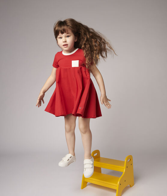 Kurzärmeliges Kinder-Kleid aus Jersey für Mädchen rot TERKUIT