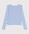 Damen-Cardigan aus einfarbiger Baumwolle weiss MARSHMALLOW/blau PERSE