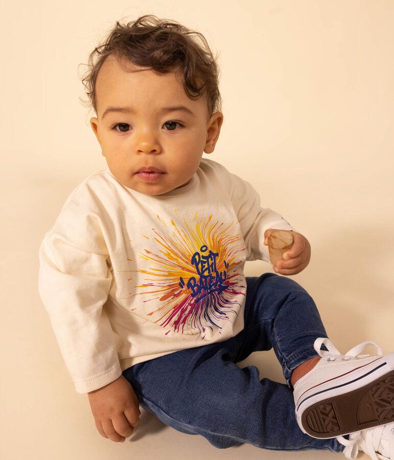 Lang&auml;rmeliges Baby-T-Shirt aus Jersey naturfarben
