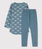 Kinder-Nachthemd und -Leggings aus Molton und Baumwolle mit Vogelmotiv für Mädchen blau ROVER/weiss MARSHMALLOW