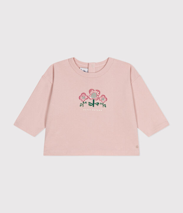 Lang&auml;rmeliges Baby-T-Shirt aus Baumwolle rosa