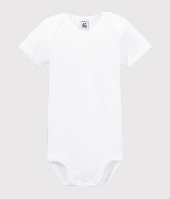 Kurzärmeliger, weißer Baby-Body weiss ECUME