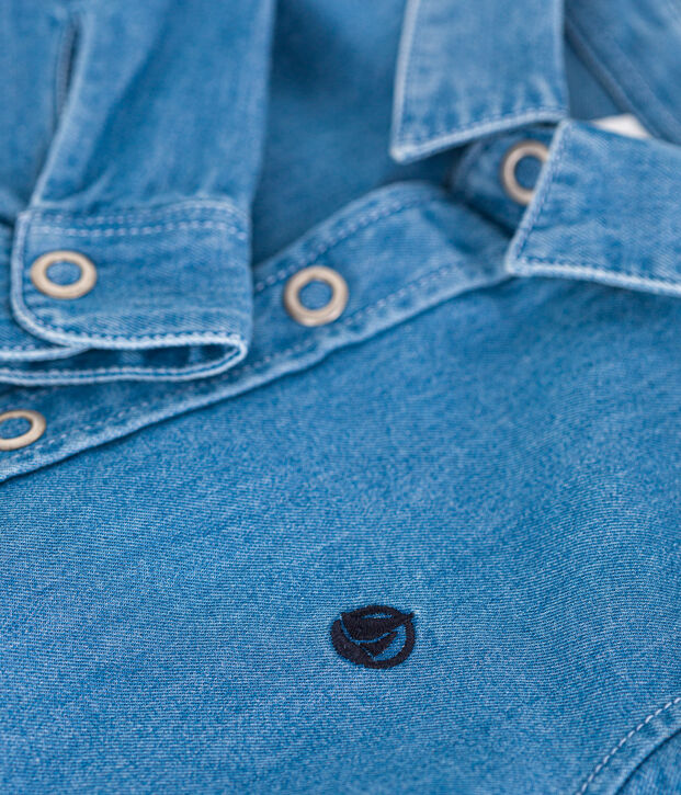 Kinderhemd aus leichtem Denim f&uuml;r Jungen blau