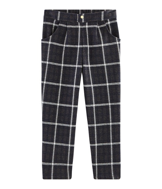 Strickhose mit Karomuster für Mädchen schwarz CITY/weiss MULTICO