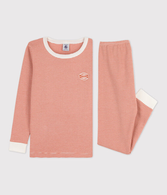 Kinderpyjama mit schlanker Passform aus Baumwolle mit Ringelstreifen rosa BRANDY/weiss MARSHMALLOW