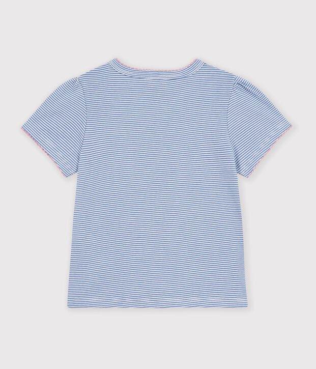 Kurz&auml;rmeliges Kinder-T-Shirt mit Streifen blau/weiss