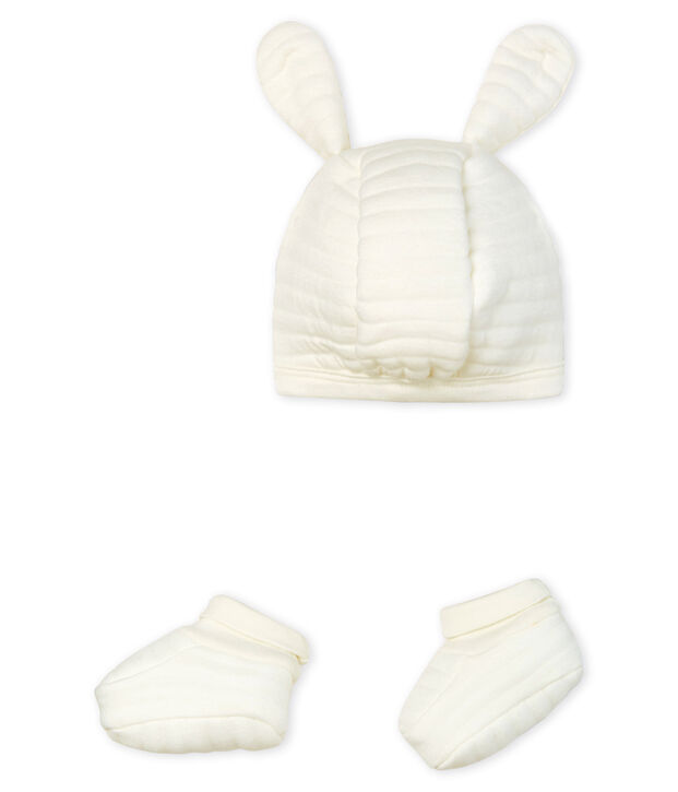Set mit M&uuml;tzchen und Babyschuhen aus gestepptem Doppeljersey vielfarbig