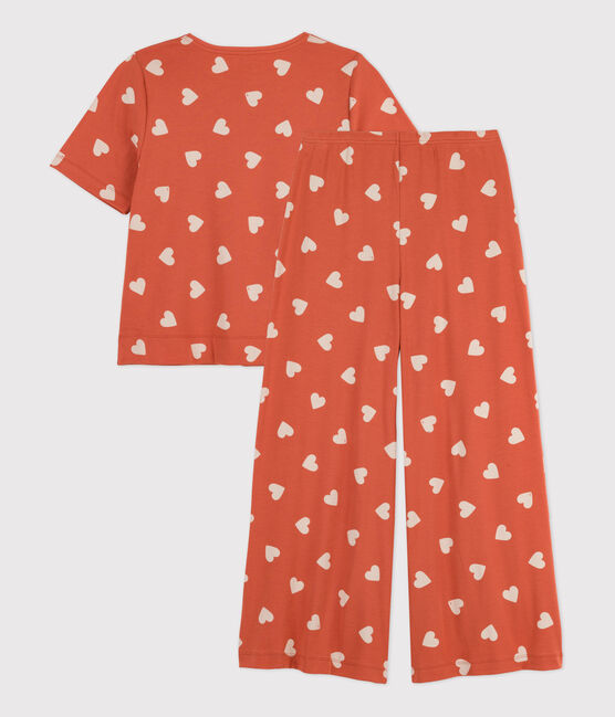 Pyjama aus Baumwolle mit Herzchen für Damen BRANDY/ AVALANCHE