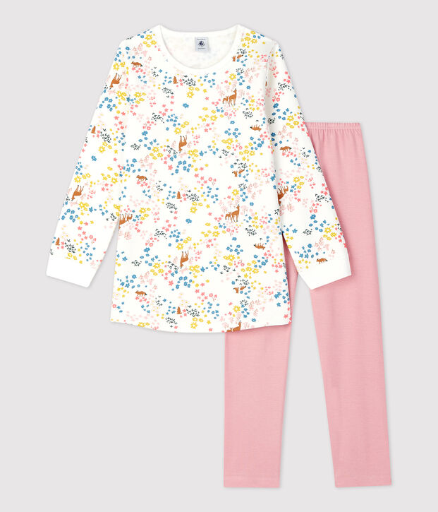 Baumwoll-Nachthemd mit floralem Print f&uuml;r M&auml;dchen weiss/vielfarbig