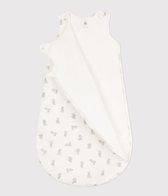 Babyschlafsack aus Baumwolle mit Häschen, TOG-Wert 2 weiss MARSHMALLOW/grau GRIS
