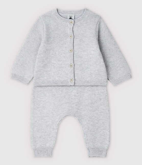 Zweiteiliges Baby-Set aus Bio-Baumwollstrick in Grau grau POUSSIERE CHINE