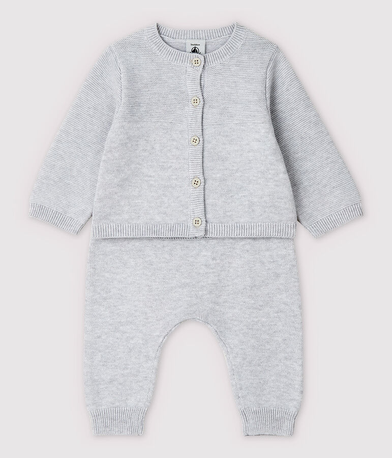 Zweiteiliges Baby-Set aus Bio-Baumwollstrick in Grau grau