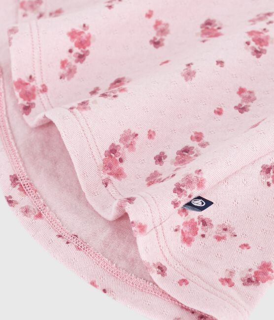 Langärmeliges Baby-Kleid aus Baumwolle mit Blumenmuster rosa JOLI/weiss MULTICO