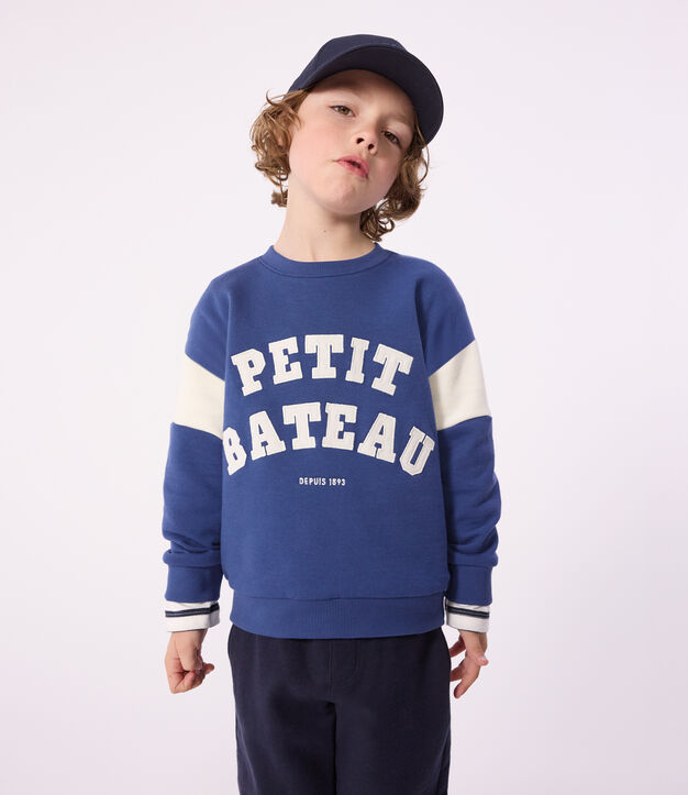 Kinder-Sweatshirt aus Baumwolle blau/naturfarben