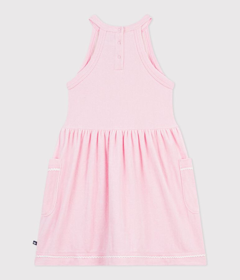&Auml;rmelloses Kinder-Kleid aus einfarbiger Baumwolle rosa