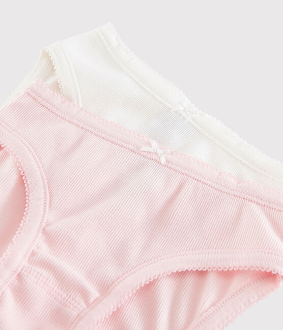 2er-Set aus gerippter Baumwolle in Weiß und Pink für Mädchen variante 1