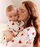 Baby-Strampler aus Molton mit roten Herzen weiss/rot