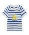 Baby-Jungen-Kurzarmshirt weiss MARSHMALLOW/blau PERSE