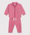 Baby-Set Sweatshirt und Hose aus einfarbiger Baumwolle rosa
