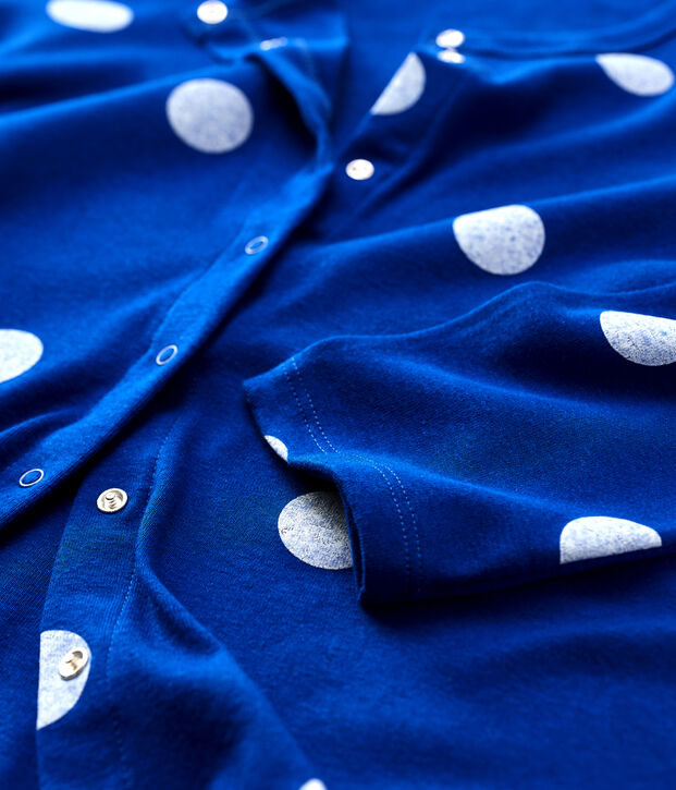 Cardigan aus Baumwolle/Leinen mit Aufdruck f&uuml;r Damen blau/weiss