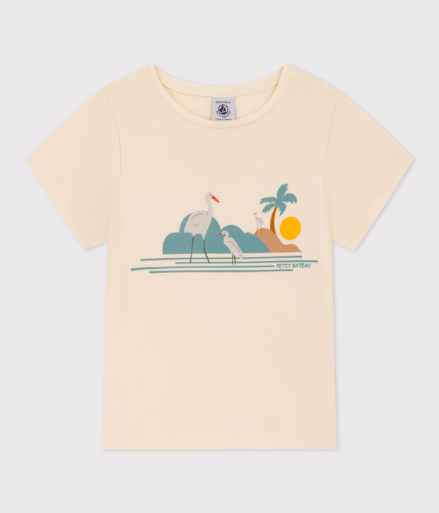 Bedrucktes Kinder-T-Shirt aus Baumwolle f&uuml;r M&auml;dchen naturfarben/vielfarbig