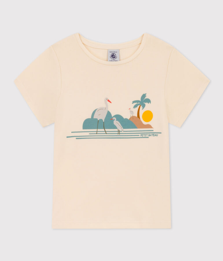 Bedrucktes Kinder-T-Shirt aus Baumwolle f&uuml;r M&auml;dchen naturfarben/vielfarbig