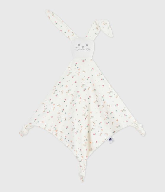 Baby-Kuscheltier aus Baumwolle mit Blumenmotiv weiss MARSHMALLOW/weiss MULTICO