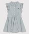 Ärmelloses Kinder-Kleid aus Bio-Seersucker für Mädchen blau BRUT/weiss MARSHMALLOW