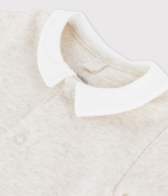 Kurzärmeliger Baby-Body aus Bio-Baumwolle mit Kragen beige MONTELIMAR CHINE