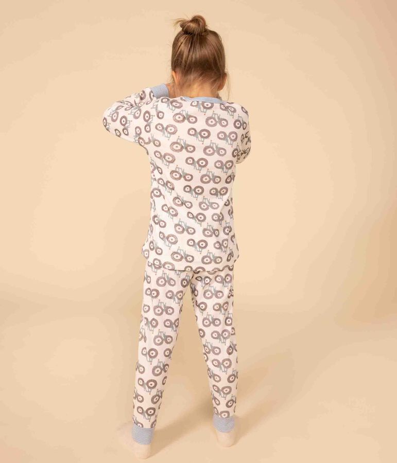 Kinderpyjama aus Baumwolle mit Trecker-Motiv weiss MARSHMALLOW/weiss MULTICO