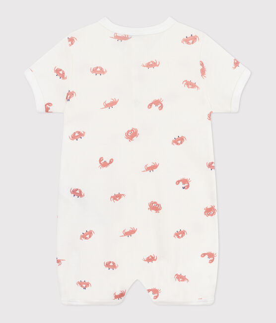 Baby-Kurzoverall aus Baumwolle mit Krebs-Motiv weiss MARSHMALLOW/weiss MULTICO