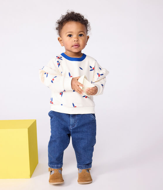 Baby-Sweatshirt aus Baumwolle mit Beerenmotiv und Volants MILK/ MULTICO