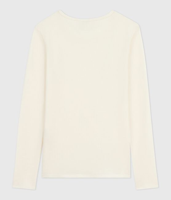 Langärmeliges Damen-T-Shirt aus Wolle und Baumwolle grau ECRU