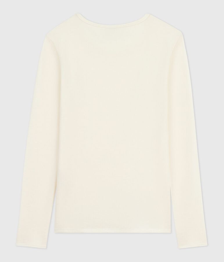 Lang&auml;rmeliges Damen-T-Shirt aus Wolle und Baumwolle beige