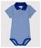 Kurzärmeliger Baby-Body mit Polo-Kragen aus Baumwolle für Jungen blau SURF/weiss MARSHMALLOW