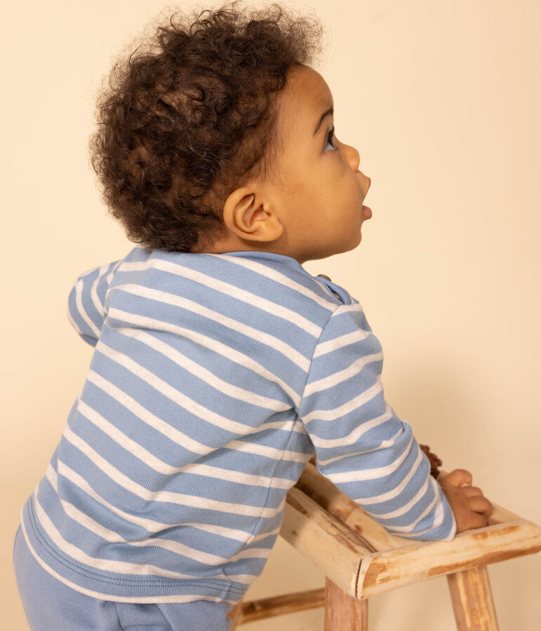 Baby-Streifenshirt aus dickem Jersey blau/beige