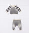 Baby-Set aus Woll- und Baumwoll-Strick mit Marinestreifen weiss AVALANCHE/blau SMOKING