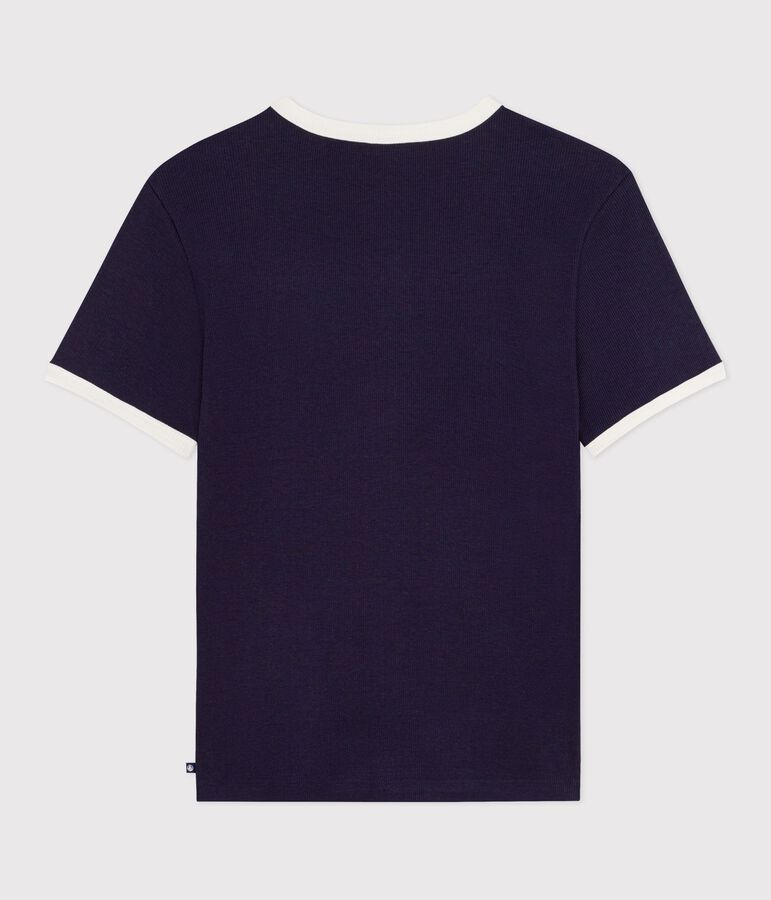 Kurz&auml;rmeliges Damen T-Shirt aus einfarbiger Baumwolle blau