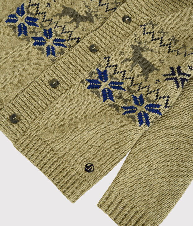 Kinder-Cardigan aus Wolle und Baumwolle f&uuml;r Jungen beige/vielfarbig