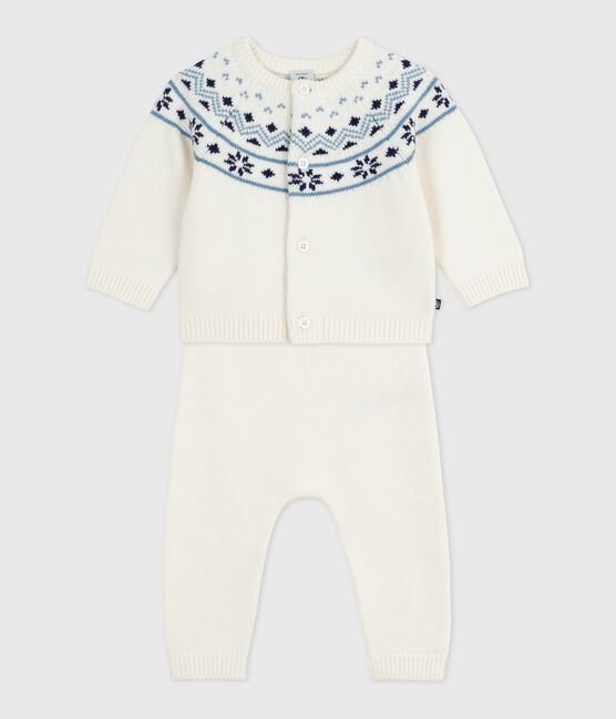 2-teiliges Baby-Set Cardigan aus Jacquardstrick blau MARSHMALLOW/ SOIR