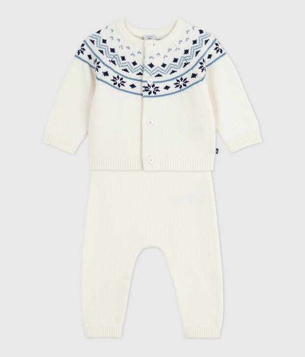 2-teiliges Baby-Set Cardigan aus Jacquardstrick blau/blau