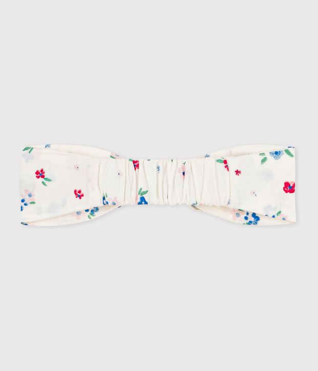 Baby-Haarband aus Popeline mit Blumenmuster f&uuml;r M&auml;dchen weiss/vielfarbig