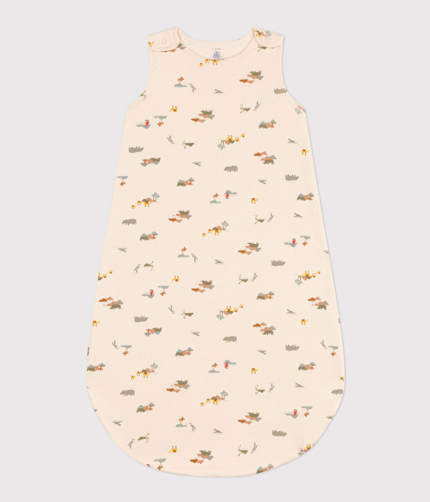 Leichter Baby-Schlafsack aus Baumwolle TOG 0.8 naturfarben/vielfarbig